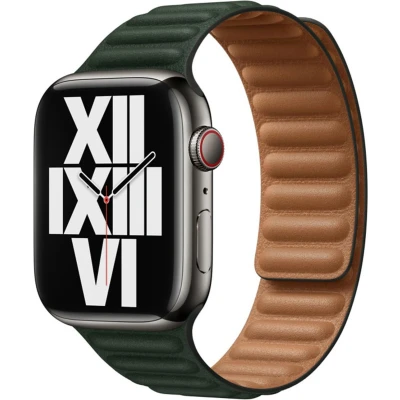 Afbeelding van Apple origineel Leather Link Watch S/M 38mm / 40mm 41mm Sequoia Green ML7P3ZM/A