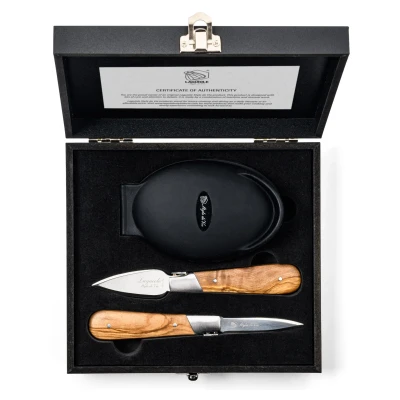 Afbeelding van Laguiole Style de Vie Oestermessen met Oesterhouder Luxury Line Olijfhout