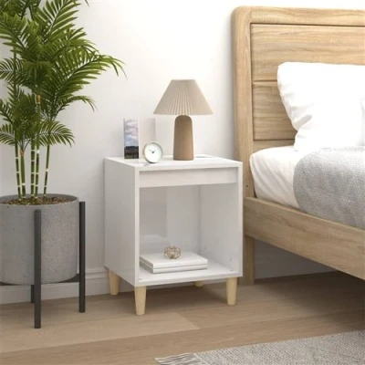 Afbeelding van vidaXL Nachtkastje 40x35x50 cm bewerkt hout hoogglans wit