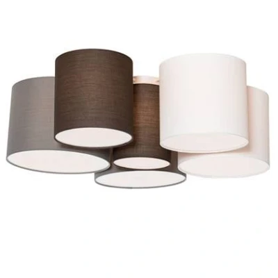 Afbeelding van QAZQA Plafondlamp wit grijs en bruin 6 lichts Multidrum