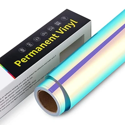 Afbeelding van permanent klevend vinyl, 30,5 cm x 305 cm, vinylrol, waterdicht, voor Cricut, Silhouette Cameo (paars opaal holografisch)