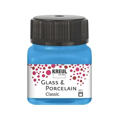 Afbeelding van KREUL 16219 Glass &amp; Porcelain Classic Glas en porseleinverf op waterbasis, sneldrogend, ondoorzichtig in 20 ml glas, lichtblauw