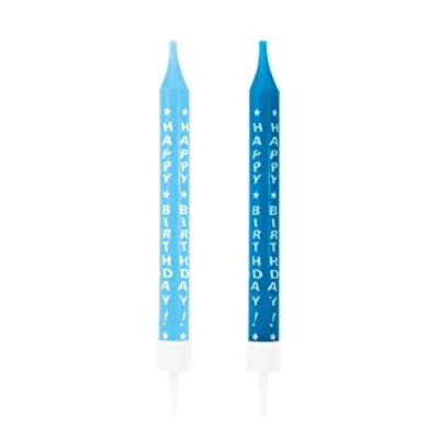 Afbeelding van Amscan Verjaardagskaarsen Happy Birthday 6,3 Cm Wax Blauw 10 Stuks