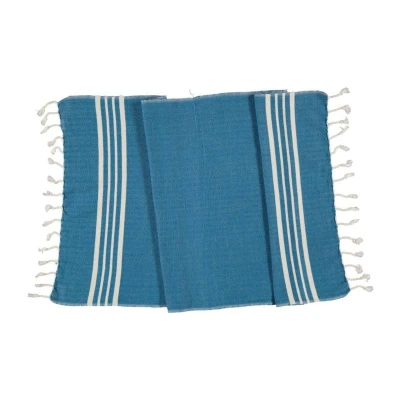 Afbeelding van Kleine Hamamdoek Krem Sultan Petrol Blue 100x50cm dunne katoenen handdoek sneldrogende saunahanddoek (niet geschikt als lendendoek)