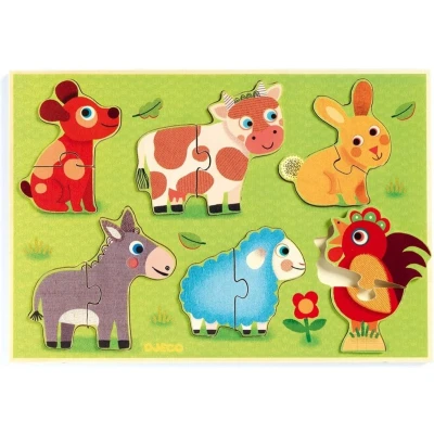 Afbeelding van Djeco puzzel boerderijdieren (6x2st)