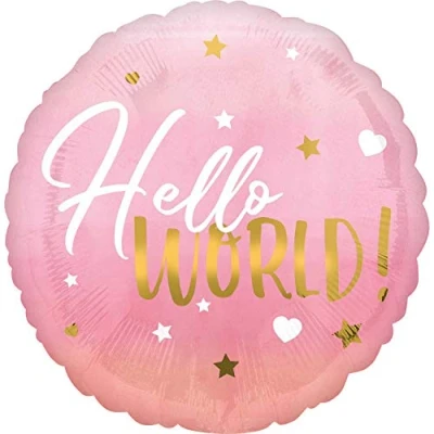 Afbeelding van Amscan Folieballon Hello World 43 Cm Roze