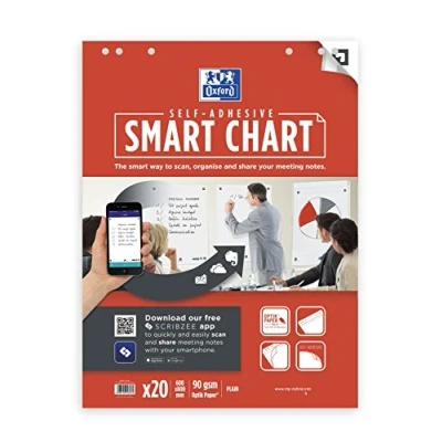 Afbeelding van Oxford Smart Chart zelfklevende flipchartblok 60 x 80 cm, pak met 20 vel, blanco flipchartpapier