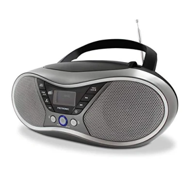 Afbeelding van METRONIC 477171 Digitale mp3 cd speler DAB+ en FM RDS met USB poort, audio ingang, hoofdtelefoonuitgang, dubbele alarmfunctie, grijs zwart
