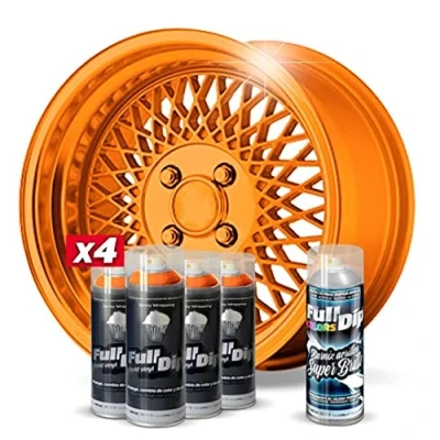 Afbeelding van AutoFullCar Set van 4 sprays Full Dip Oranje Metallic Glanzend