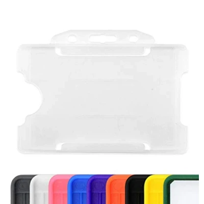 Afbeelding van CKB LTD 10 stuks harde plastic ID kaarthouder met open gezicht voor identiteitskaart of badge, 86 mm en 54 CR80 creditcards (transparant)