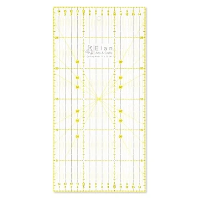 Afbeelding van Elan Patchwork liniaal 30 cm x 15 cm, naai liniaal, Japanse naailiniaal, voor patchwork, universele transparante quilten accessoires
