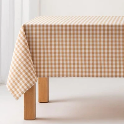Afbeelding van Vlekafstotend tafelkleed, gingham ruitjes, crème 140 x 240 cm