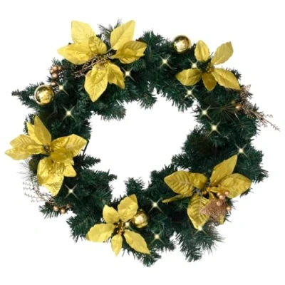 Image de vidaXL Couronne de Noël avec lumières LED vert 60 cm PVC320974