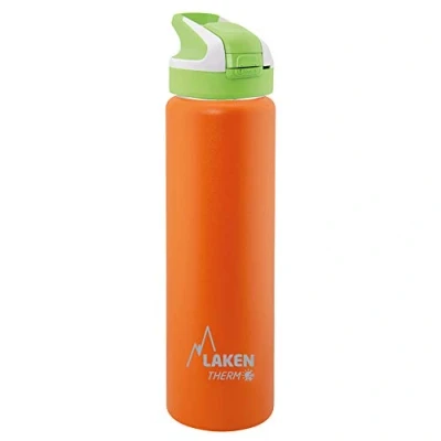 Afbeelding van Laken Therm Summit Thermosfles van roestvrij staal, sportsluiting met rietje, grote opening, 750 ml, oranje