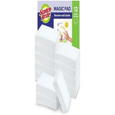Afbeelding van Scotch Brite Éponge Magique en Melamine de Nettoyage, 12 par lot Gomme Pour Éliminer les Taches et Saletés Tenaces sans Produits Chimiques, Blanc Efface Tache