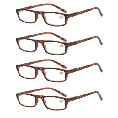Afbeelding van MODFANS 4 stuks leesbril/bril, ultralicht frame, verende takken, hoogwaardig comfortzicht, voor mannen en vrouwen, luipaard