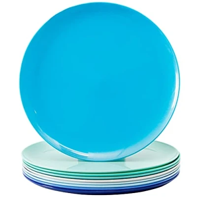 Afbeelding van Youngever 9 delige 25 cm grote plastic borden, herbruikbare bordenset, servies voor feestjes, magnetronbestendig, vaatwasserbestendig (kust)