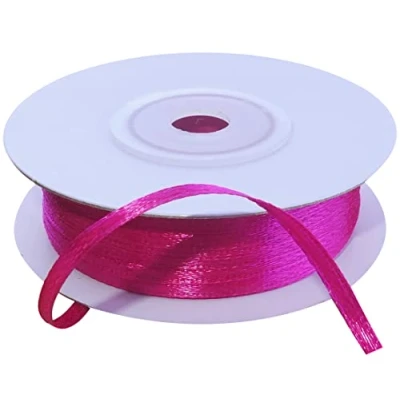 Afbeelding van AERZETIX C55359 Satijnen lint rol 3 mm x 50 m fuchsia roze cadeaulint voor decoratie ceremonie bruiloft verjaardag party polyester