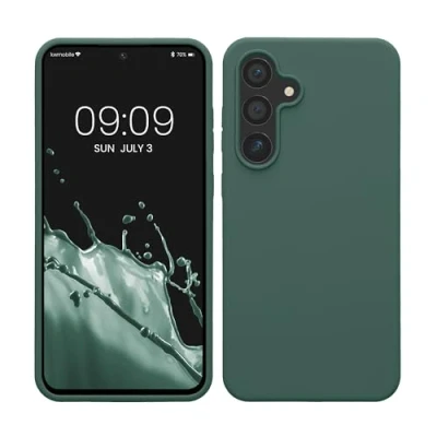 Afbeelding van kwmobile telefoonhoesje geschikt voor Samsung Galaxy S24 FE Hoesje met siliconen coating Smartphone case in dennengroen
