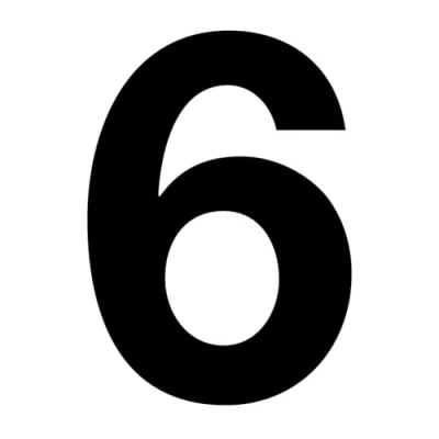 Afbeelding van zelfklevend nummer 6 zwart, hoogte 10 cm, huisnummer, cijfer om op te plakken voor buiten, brievenbus, deur, weerbestendig, kfz_673_6
