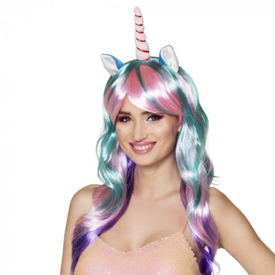 Afbeelding van Unicorn pruik per stuk