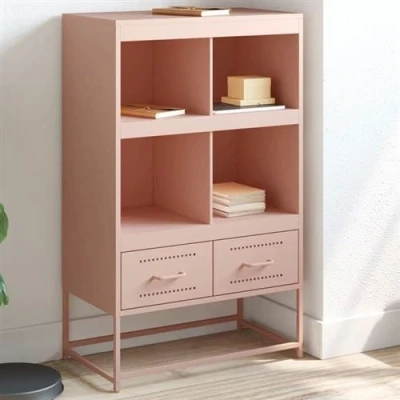 Image de vidaXL Buffet haut rose 68x39x111,5 cm acier846603