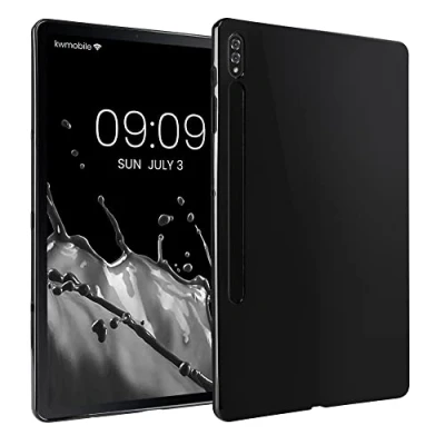 Afbeelding van kwmobile hoes geschikt voor Samsung Galaxy Tab S8+ Plus / S7+ Siliconenhoes Tablet in hoogglans zwart cover