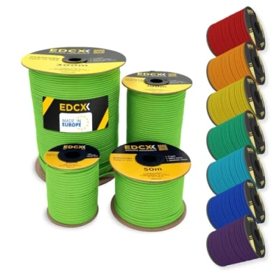 Afbeelding van EdcX Paracord van nylon 4 mm 550, 30 m, type III, touw 100% nylon, 7 draads touw, in effen kleuren (neongroen, m)