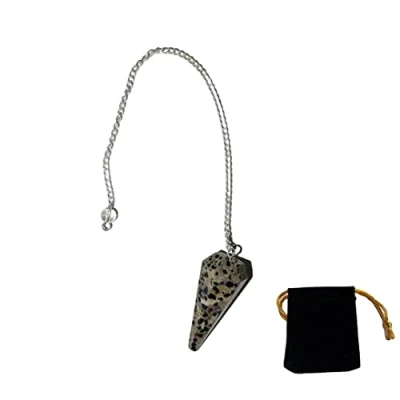 Afbeelding van Pendel van natuursteen, Dalmatiër jaspis, kristallen klok, zeshoekig vintage voor radiesthesie, Chakra Reiki waarzegging, meditatie Wicca (almatiër jaspis)