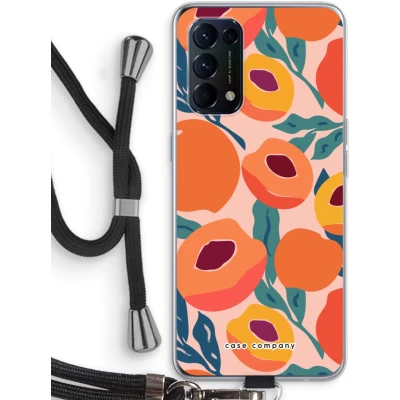 Afbeelding van Case Company® hoesje met Koord geschikt voor Oppo Find X3 Lite Perzik Telefoonhoesje Zwart Bescherming aan alle Kanten en Over de Schermrand