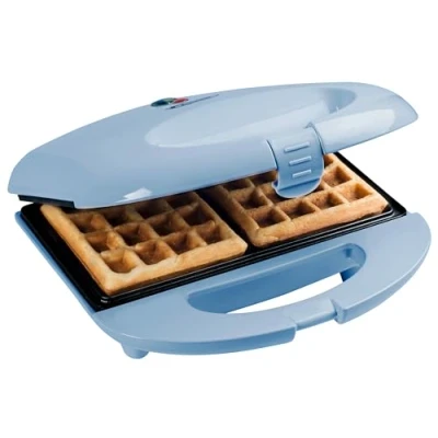 Afbeelding van Bestron Wafelijzer voor 2 Brusselse wafels, Wafelmaker met antianbaklaag &amp; indicatielampje, Sweet Dreams Collection, 700W, kleur: Blauw
