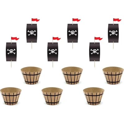 Afbeelding van PARTYDECO Piratenfeest cupcake set