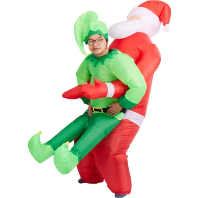 Afbeelding van THE TWIDDLERS grappig kerstman en elf kostuum voor volwassenen, kerstfeesten, verjaardagen kinderfeestjes