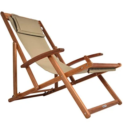 Afbeelding van Casaria Ligstoel Acaciahout Opvouwbaar tot 160kg Beige