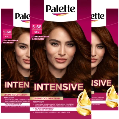 Afbeelding van Poly Palette 650 Kastanje Middenbruin Permanente Haarverf Haarkleuring 3 stuks