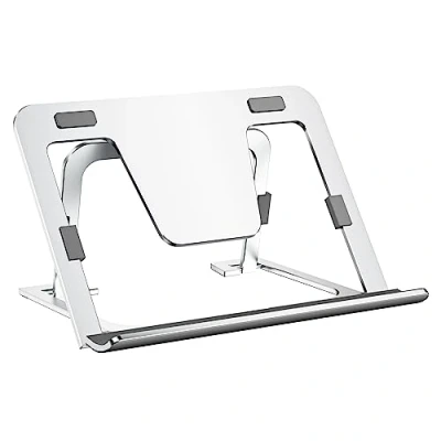 Afbeelding van Verstelbare en opvouwbare tabletstandaard, draagbaar, van aluminium, voor kantoor, compatibel met iPad Pro/Air/Mini, Samsung Tab, Surface Pro, Kindle Fire (7 13 inch) (zilver)