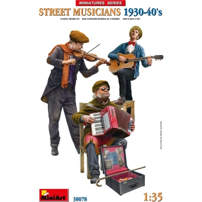 Afbeelding van 1:35 MiniArt 38078 Straat Muzikanten 3 Figuren Plastic Modelbouwpakket