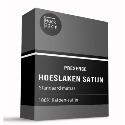 Afbeelding van Hoeslaken Satijn Antraciet Presence Effen 180 x 200 cm Geschikt Voor Matrassen Tot 30 Hoog Ga naar Dekbed Discounter.nl &amp; Profiteer Nu