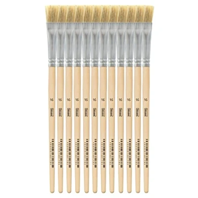 Afbeelding van Idena 90100 Set van 12 penselen met ongelakt houten handvat voor schoolkinderen en hobbykunstenaars