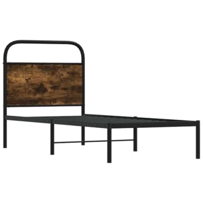 Afbeelding van vidaXL Bedframe zonder matras bewerkt hout gerookt eiken 75x190 cm