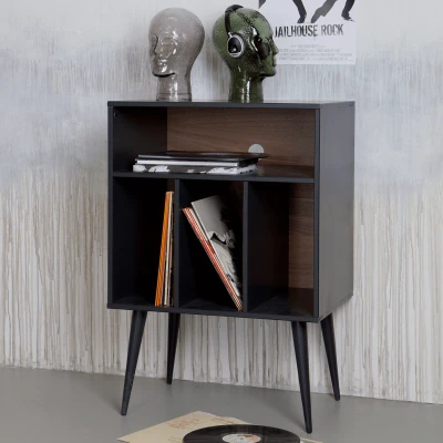 Afbeelding van James kastje noten/zwart 83x60x44cm