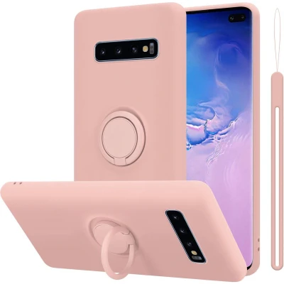 Afbeelding van Cadorabo Hoesje geschikt voor Samsung Galaxy S10 4G in LIQUID ROZE Beschermhoes van flexibel TPU silicone Case Cover met ring