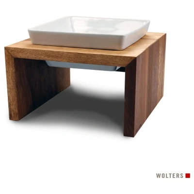 Afbeelding van Wolters Foodstation Meshidai Teak&amp;Wit Hondenvoerbak 26x26x15 cm