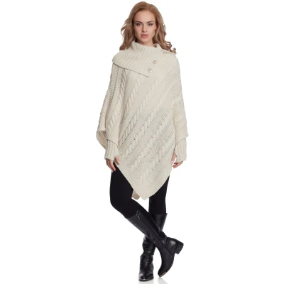Afbeelding van Merry Style Damesponcho N4293, ivoor, één maat, Ivoor
