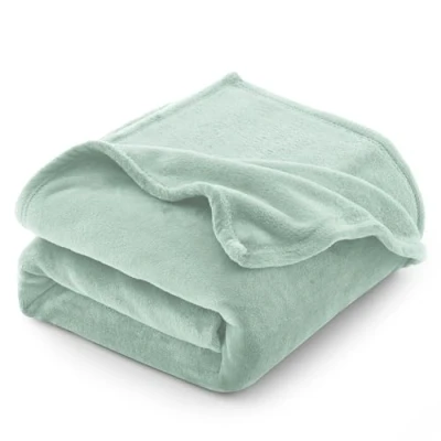 Afbeelding van CozyLux Fleecedeken, flanel, 150 x 200 cm, deken voor tweepersoonsbed, grote maat, bankovertrek, warm en zacht, van pluche, lichtgroen