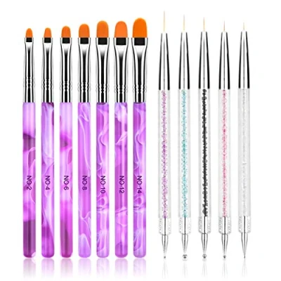 Image de URAQT 12Pcs Nail Art Design Pinceaux, Ensemble de Pinceaux à Ongles Art, Pinceau pour Gel UV et Acrylique, Dessin Stylo Outil À