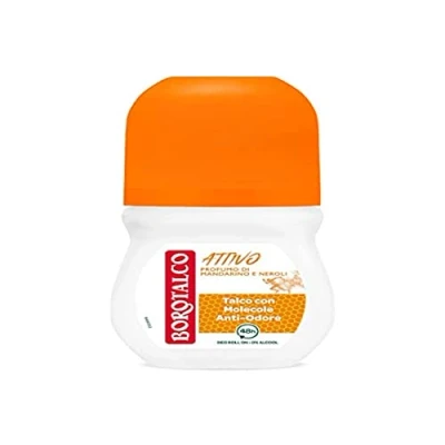 Afbeelding van Borotalco, Deodorant Roll On Active Orange, formule zonder alcohol en talk met geurremmende moleculen, frisse werkzaamheid, 48 uur efficiëntie, mandarijn neroli geur, 1 fles van 50 ml