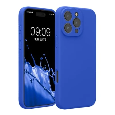 Afbeelding van kwmobile telefoonhoesje geschikt voor Apple iPhone 16 Pro Max TPU backcover met siliconen coating Smartphone case in Baltisch blauw