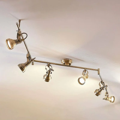 Afbeelding van Lindby plafondlamp 6lichts metaal H: 18 cm GU10 oud messing