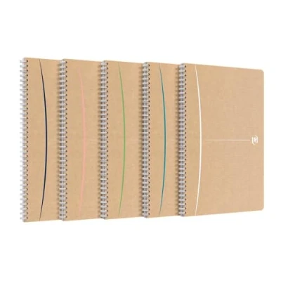 Afbeelding van OXFORD Touareg Notitieboek, A4, gelinieerd, 180 pagina&#039;s, gerecycled papier, spiraalbinding, kraftpapier, willekeurige kleur